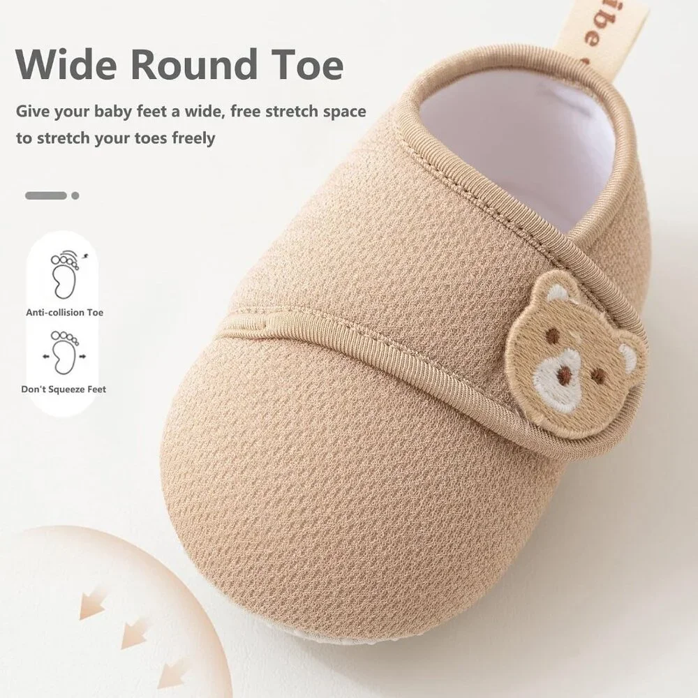 Newborn Infant Boys Girls Khaki Polyester Warm Soft Teady Bear Baby Booties